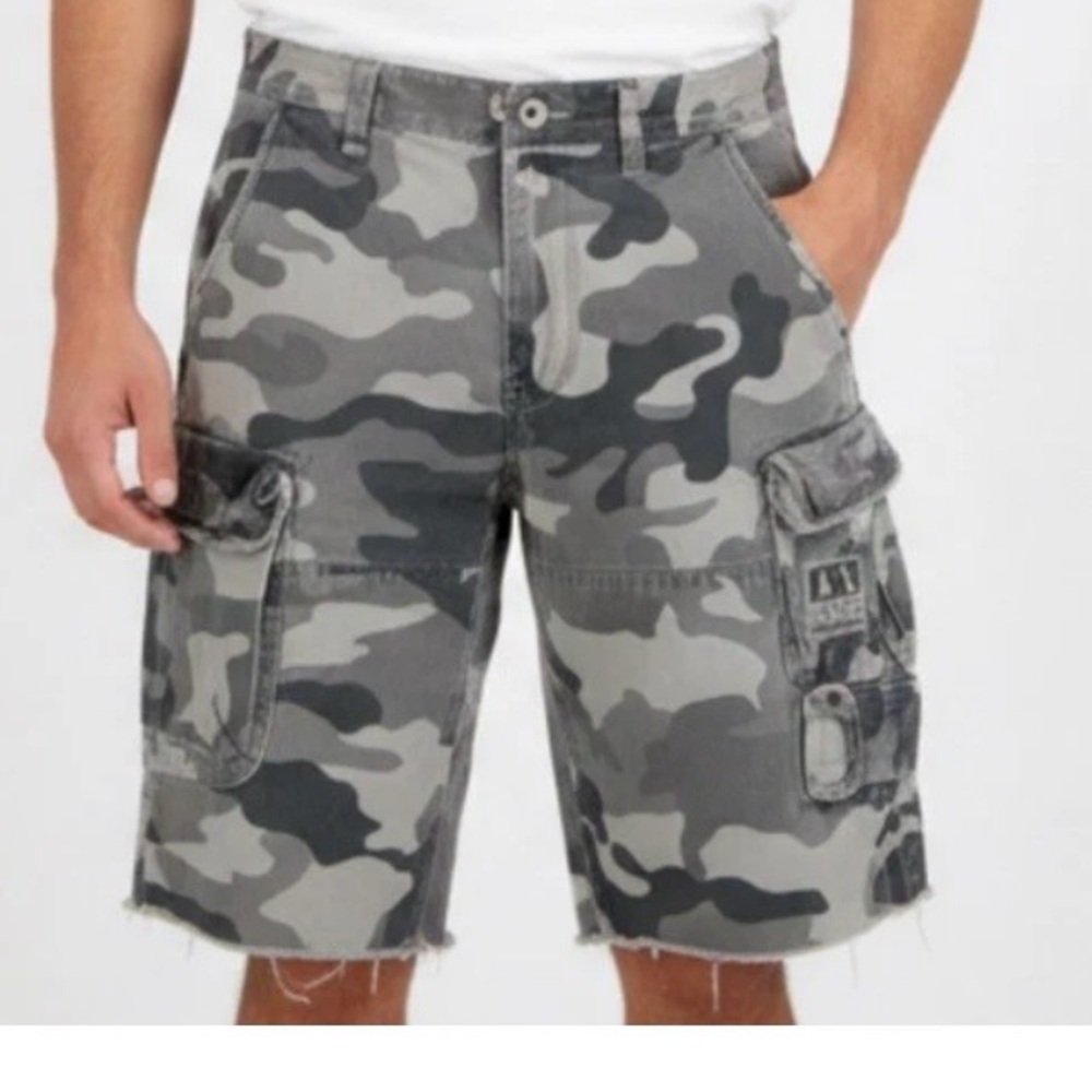 Armani Exchange Gray Camouflage Cargo Shorts